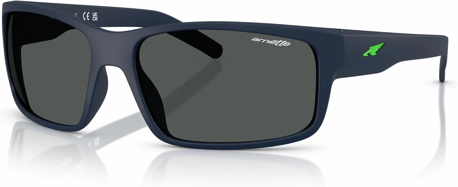 ARNETTE Unisex Sunglasses Shiny Black Frame, Polarized Dark Grey Lenses, 62MM