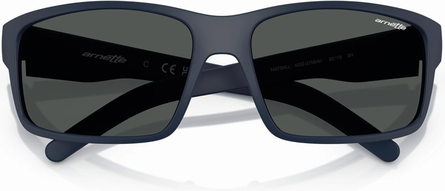 ARNETTE Unisex Sunglasses Shiny Black Frame, Polarized Dark Grey Lenses, 62MM