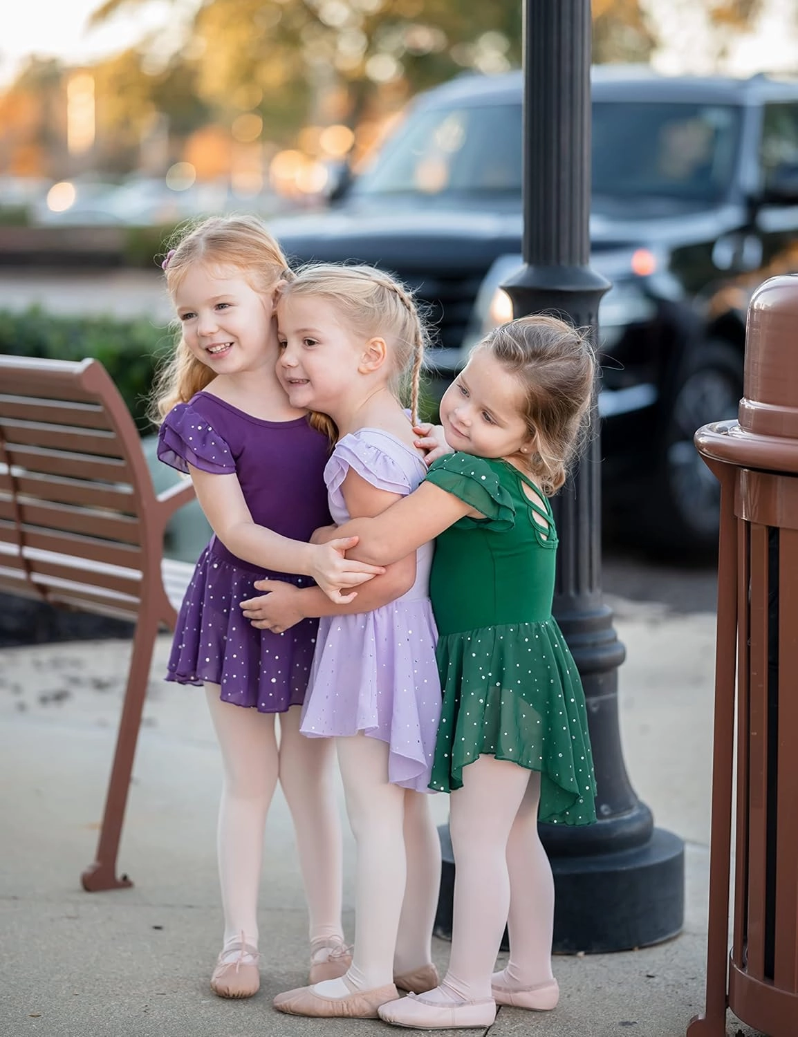 Arshiner Girls Shiny Ruffle Sleeve Ballet Leotard with Skirt Criss-Cross Back Dance Dresses