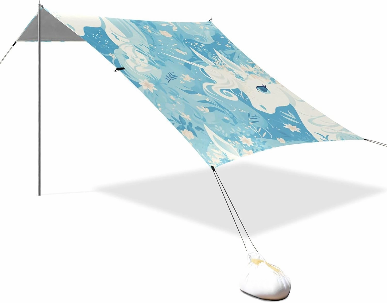 Art Cute Blue Unicorns Beach Tent & Canopy UPF50  Protection Lightweight Portable Sunshade with Carrying Bag for Backyard and Camping