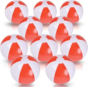 ArtCreativity Red & White Beach Balls for Kids, Pack of 12, Inflatable Summer Pool Toys for Boys and Girls, Decorations for Hawaiian, Beach, and Pool Party, Beach Ball Party Favors