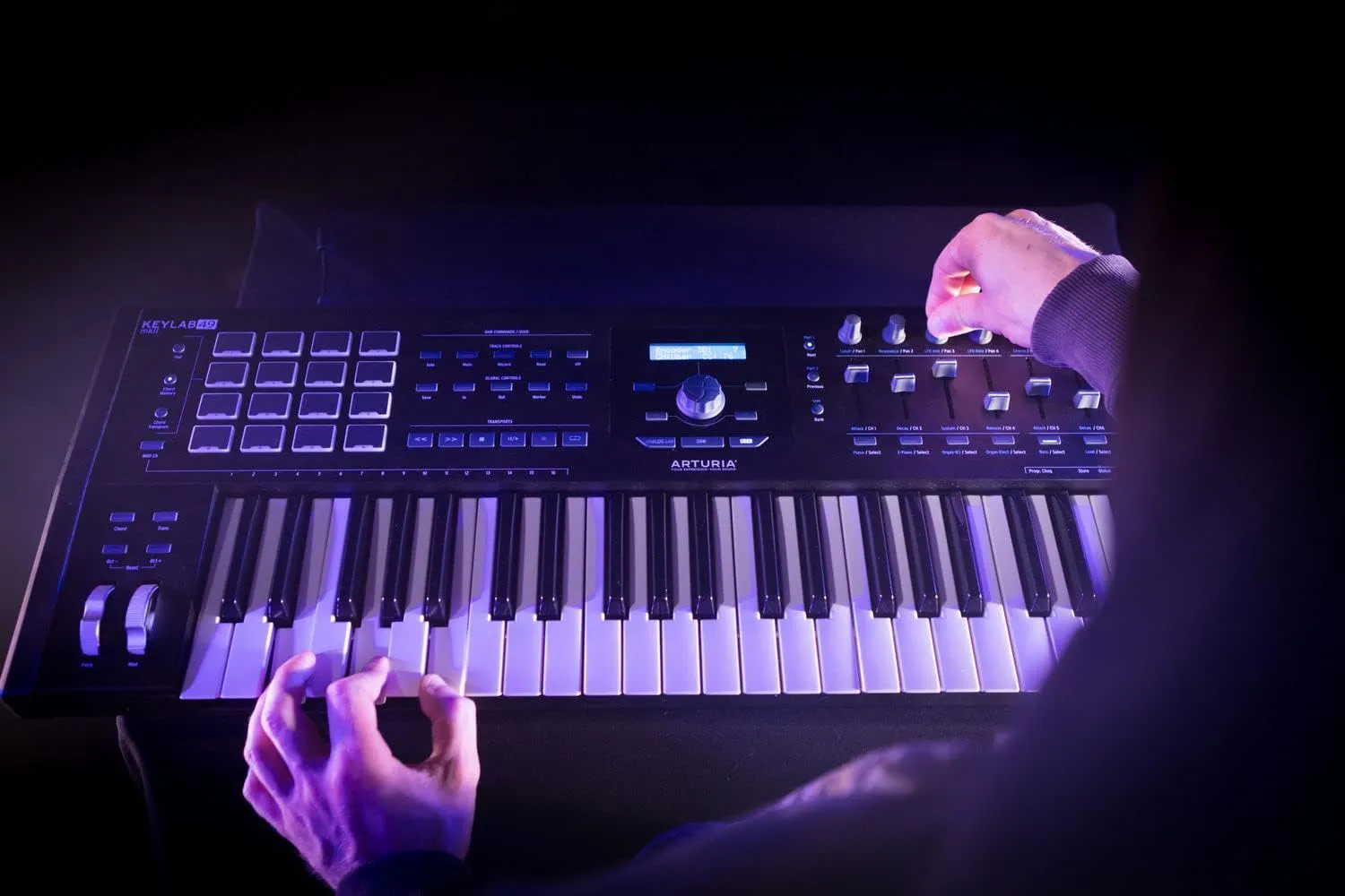 Arturia KeyLab 49 MkII MIDI Keyboard Controller - Black Bundle with Sustain Pedal and Austin Bazaar Polishing Cloth