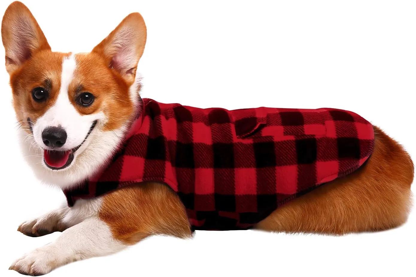 ASENKU Plaid Winter Coat, Fleece Jacket Reversible Vest Waterproof Windproof Cold Weather Clothes Pet Apparel for Small Medium Large Dogs Red M