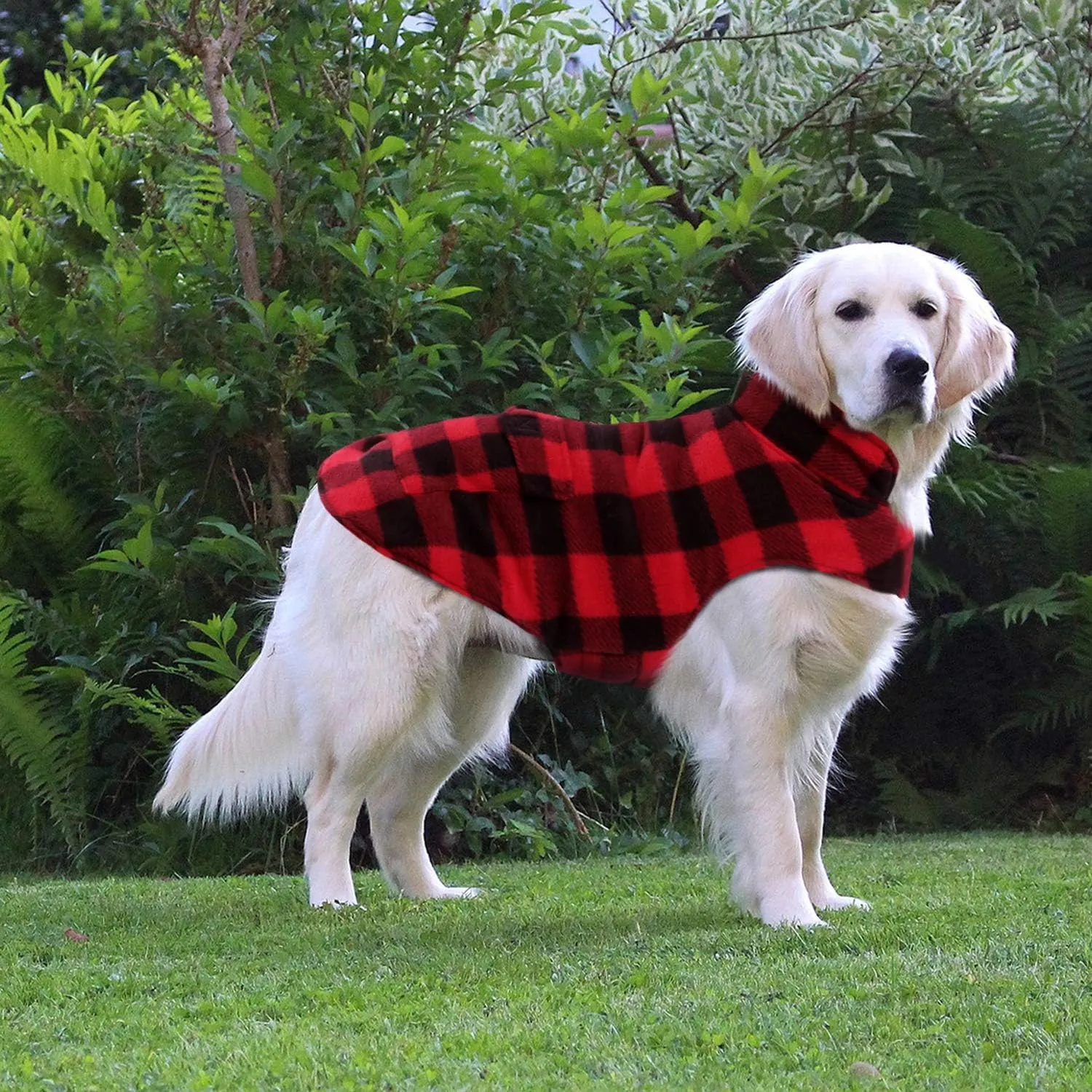 ASENKU Plaid Winter Coat, Fleece Jacket Reversible Vest Waterproof Windproof Cold Weather Clothes Pet Apparel for Small Medium Large Dogs Red M