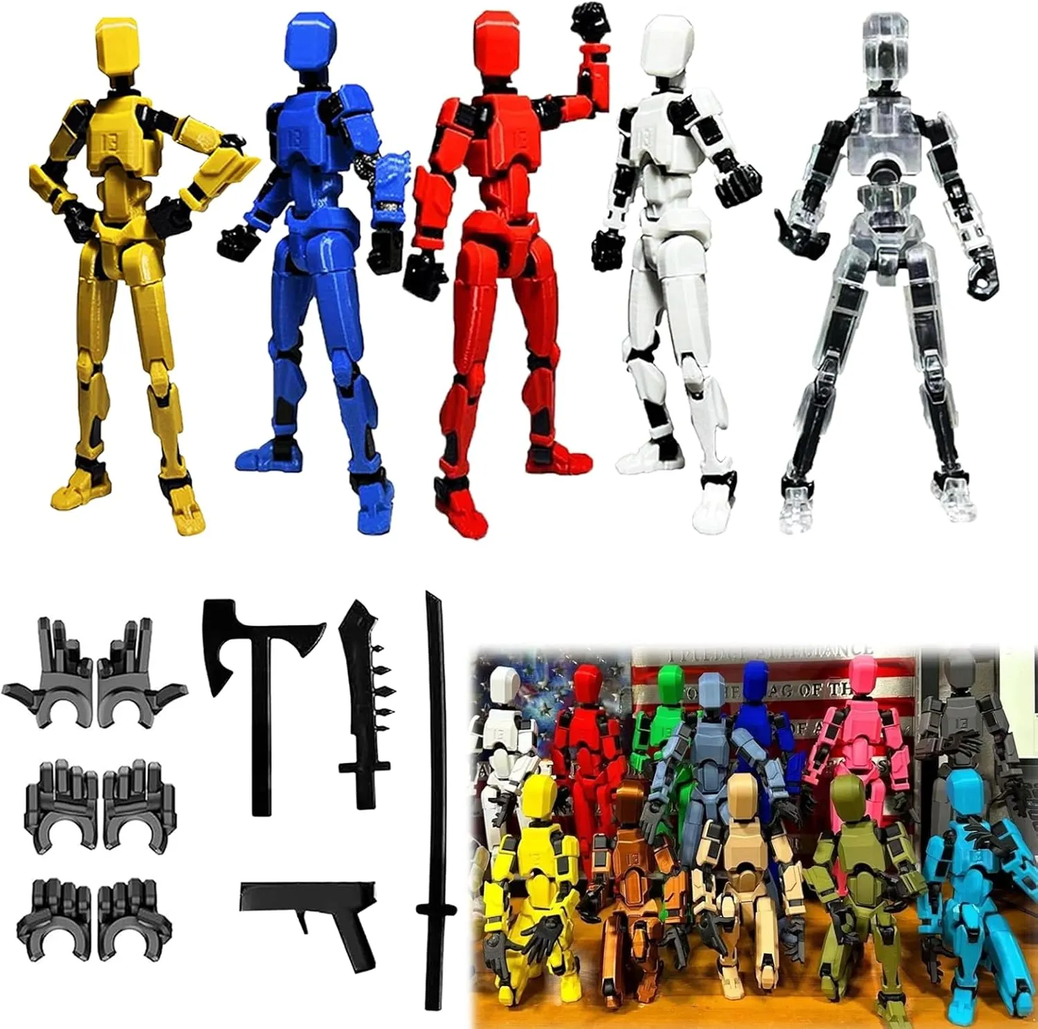 Assembly Completed 2025 New Titan 13 Action Figure,Lucky Robot 13 Action Figures 3D Printed Multi Jointed Movable Figure,Nova 13 Action Figure for Collectors Desktop Decorations(5 PCS)