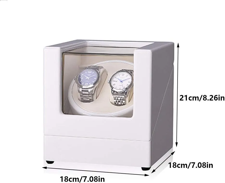 Automatic Double Watch Winder Box, with Blue LED Light, Green or White Paint Craft, Silent Motor, Fit Lady and Man Watches Watch Winder for Automatic Watches