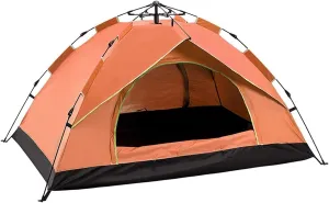Automatic Pop Up Tent Family Camping Tent 2-3-4 Person Portable Tent Spring Type Fast Open Waterproof Windproof for Camping Hiking Mountaineering (Blue Width 1.5m) (Orange Width 1.5m)