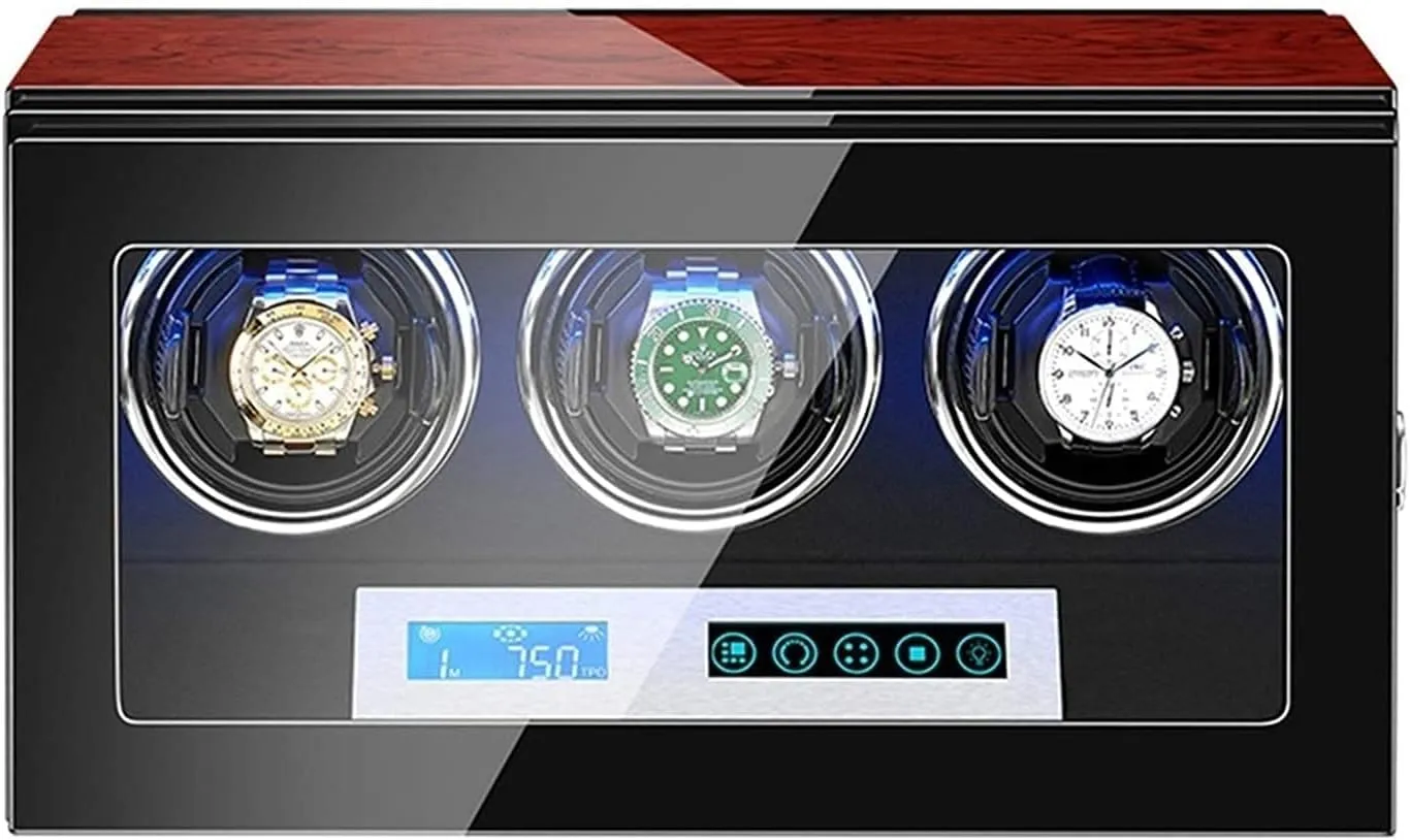 Automatic Watch Winder 3 Watch Winder Box Piano Finish LCD Touch Display Sn Adjustable Watch Pillows Led Illumination Durable A Watch Winder Display Watch Box