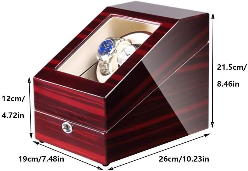 Automatic Watch Winder Box 2 3, with Led Light, Wood Shell Piano Paint Exterior, 4 Rotation Modes, Quite Motors,D
