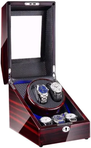 Automatic Watch Winder Box 2 3, with Led Light, Wood Shell Piano Paint Exterior, 4 Rotation Modes, Quite Motors,D