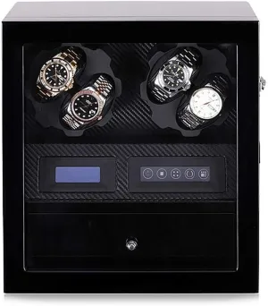 Automatic Watch Winder Box for 4 Watches   5 Storage Position Touch LCD Digital Display & Quiet Motor with Drawer (A)
