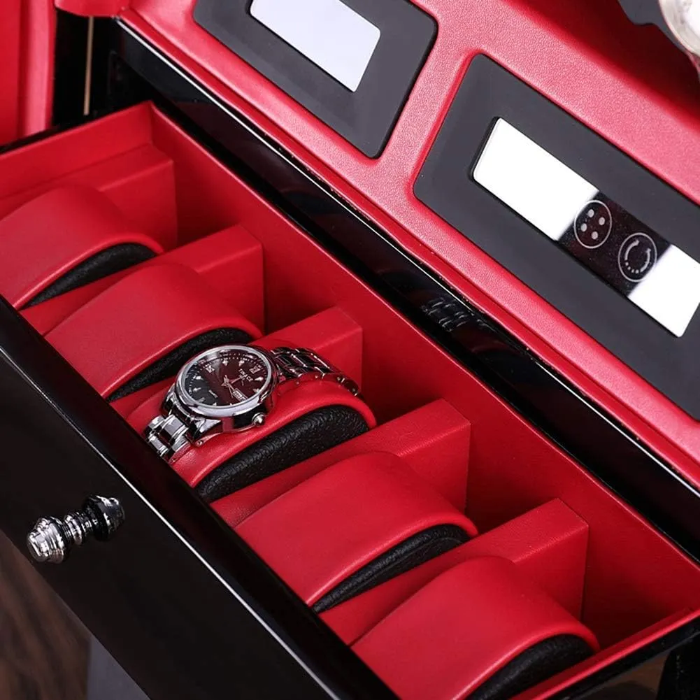 Automatic Watch Winder Box for 4 Watches   5 Storage Position, Touch LCD Digital Display & Quiet MotorHoliday Gift
