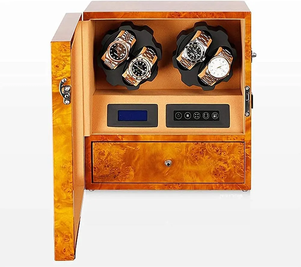 Automatic Watch Winder Box for 4 Watches   5 Storage Position, Touch LCD Digital Display & Quiet MotorHoliday Gift
