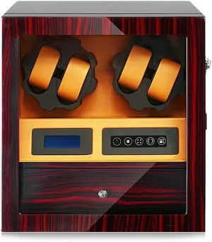 Automatic Watch Winder Box for 4 Watches   5 Storage Position, Watch Winder LCD Digital Display Quiet Engine, with Drawer, Best Gifts