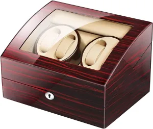 Automatic Watch Winder Box with 4 Winder Positions 6 Storage Spaces 4 Modes Wood Shell Automatic Watch Winder Single