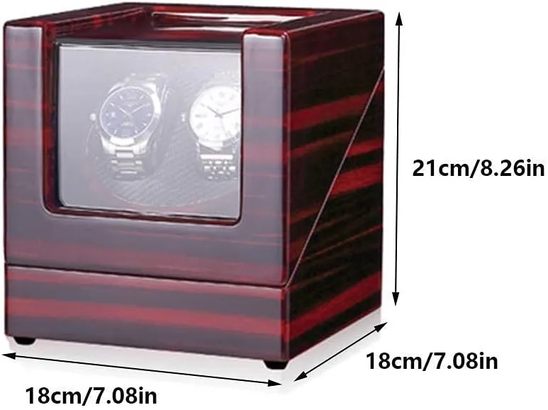 Automatic Watch Winder,Watch Double Watch Winder Box for Automatic Watches, with Blue Led Light, Wood Shell Piano Paint Exterior, Extremely Silent Motor Beautiful Home,F