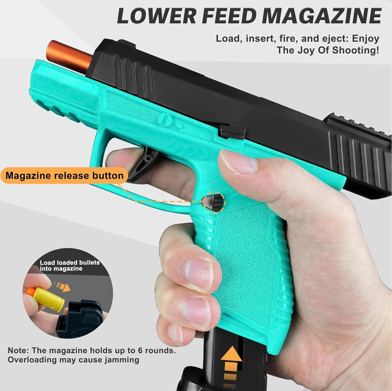Automatic Shell Ejecting Toy Gun for Boys, Soft Bullet Toy Pistol with 120 Bullets, Educational Shooting Games Toy Gun Pistol Model Gifts for Birthday Christmas Age 6 