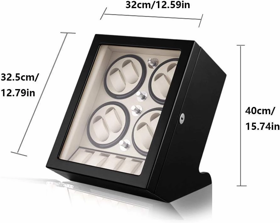 Automatic Watch Winder Box 8   5, Wood Shell Piano Paint Exterior, Large Capacity, Silent Motor, Fit Lady and Man Watches,Black White