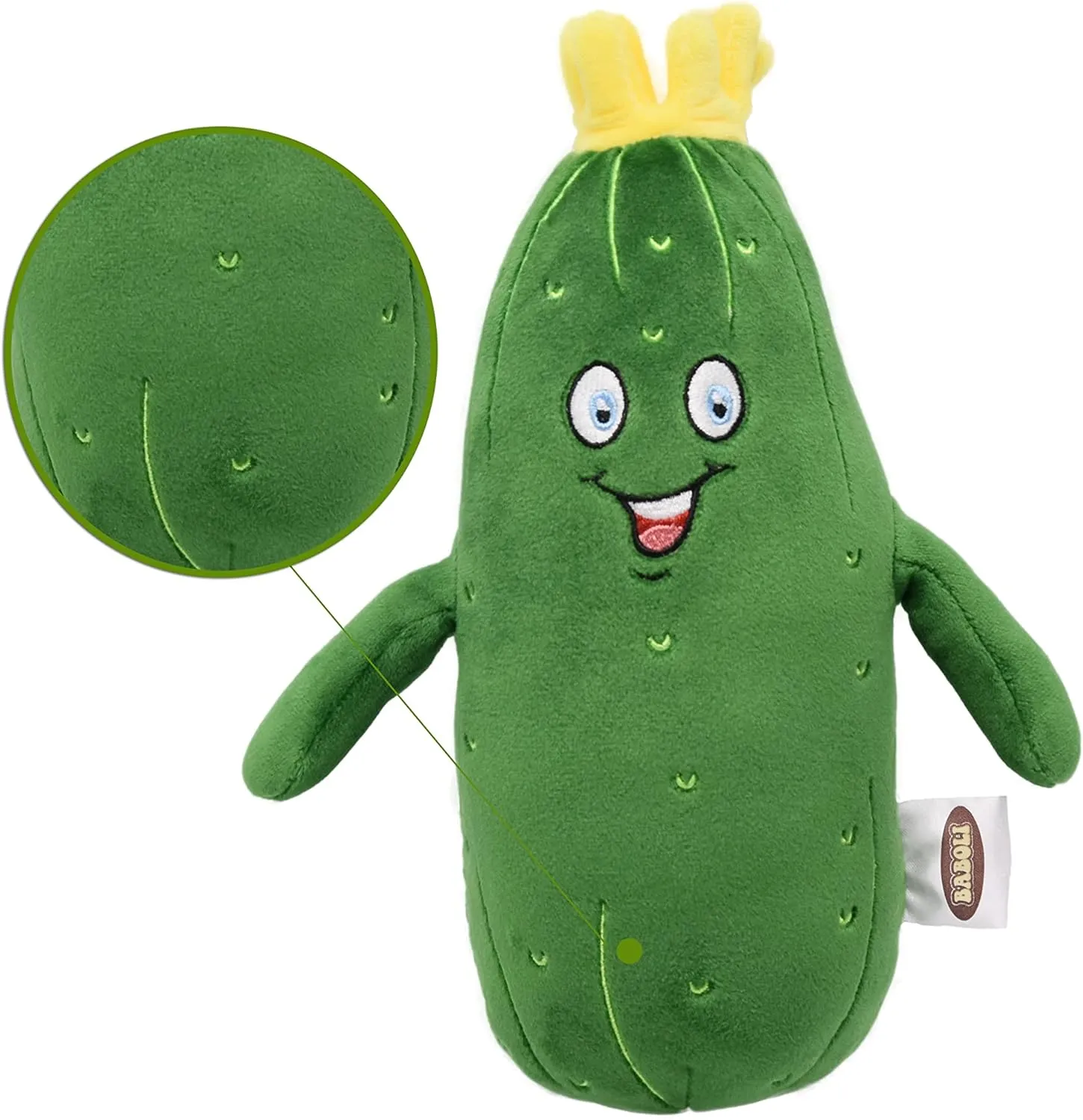 BABOLI Adorable Pickle Stuffed Animal Cucumber Plush Plant with Smile Face and Yellow Corolla Pretty Cute Plushie Toy Gift for Any Pickle Lover 9 Inches (Smiling-S)