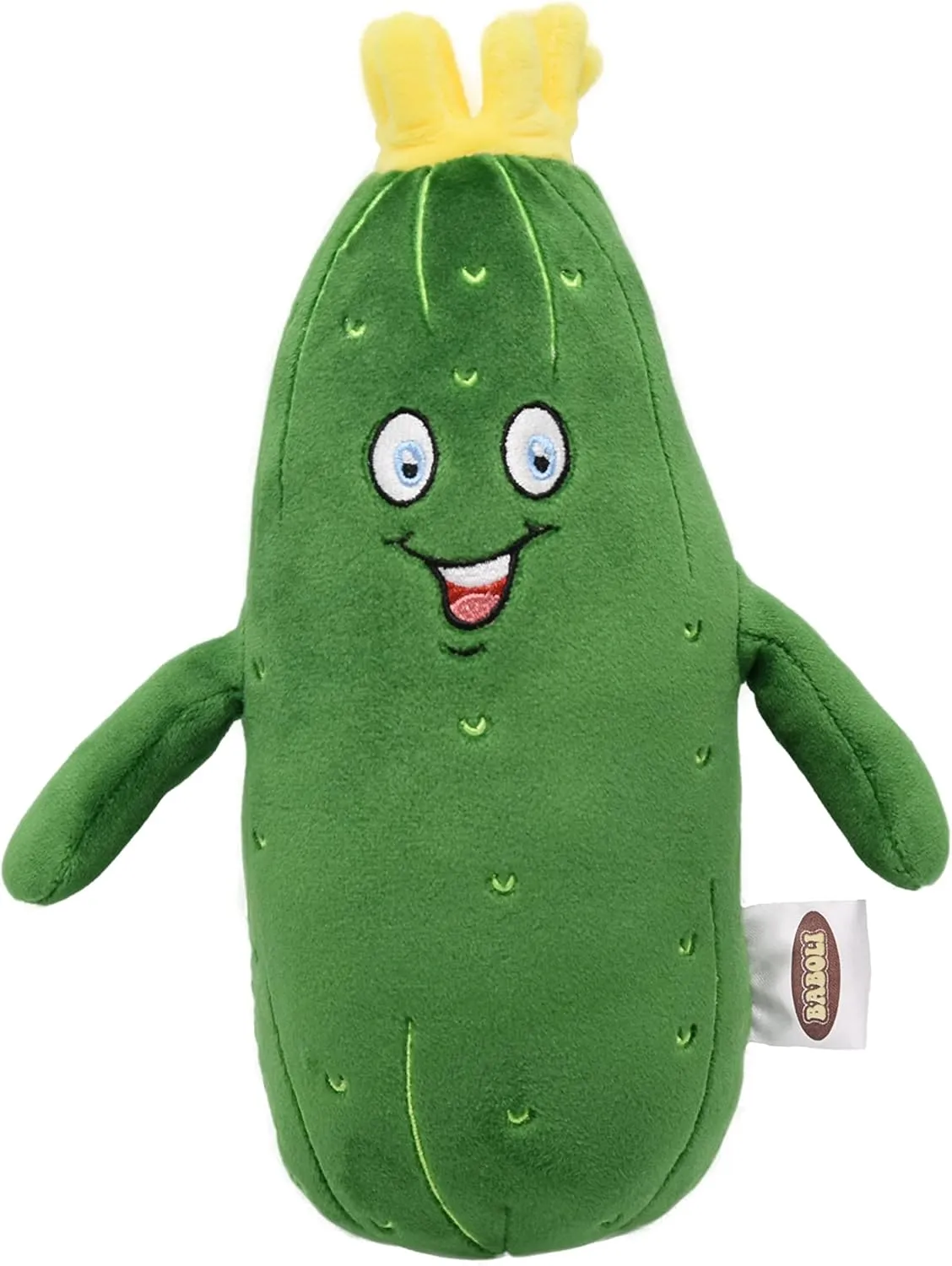 BABOLI Adorable Pickle Stuffed Animal Cucumber Plush Plant with Smile Face and Yellow Corolla Pretty Cute Plushie Toy Gift for Any Pickle Lover 9 Inches (Smiling-S)