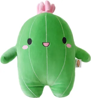 BABOLI Cuddly Cactus Stuffed Plant Pillow with Smile Face and Pink Antenna Honey Cacti Plush Soft Toy Pretty Sweet Mascot Gifts for Kids Girls and Boys Present for Birthday or Party 22.7 Inches