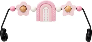Baby Bouncer Toy Bar Wooden Compatible with Baby Bjorn Bouncer, Bouncer Toy Attachment, Tight and Secure Fit, So Fun to Watch, Touch and Spin for Babies All Ages (Pink Rainbow)