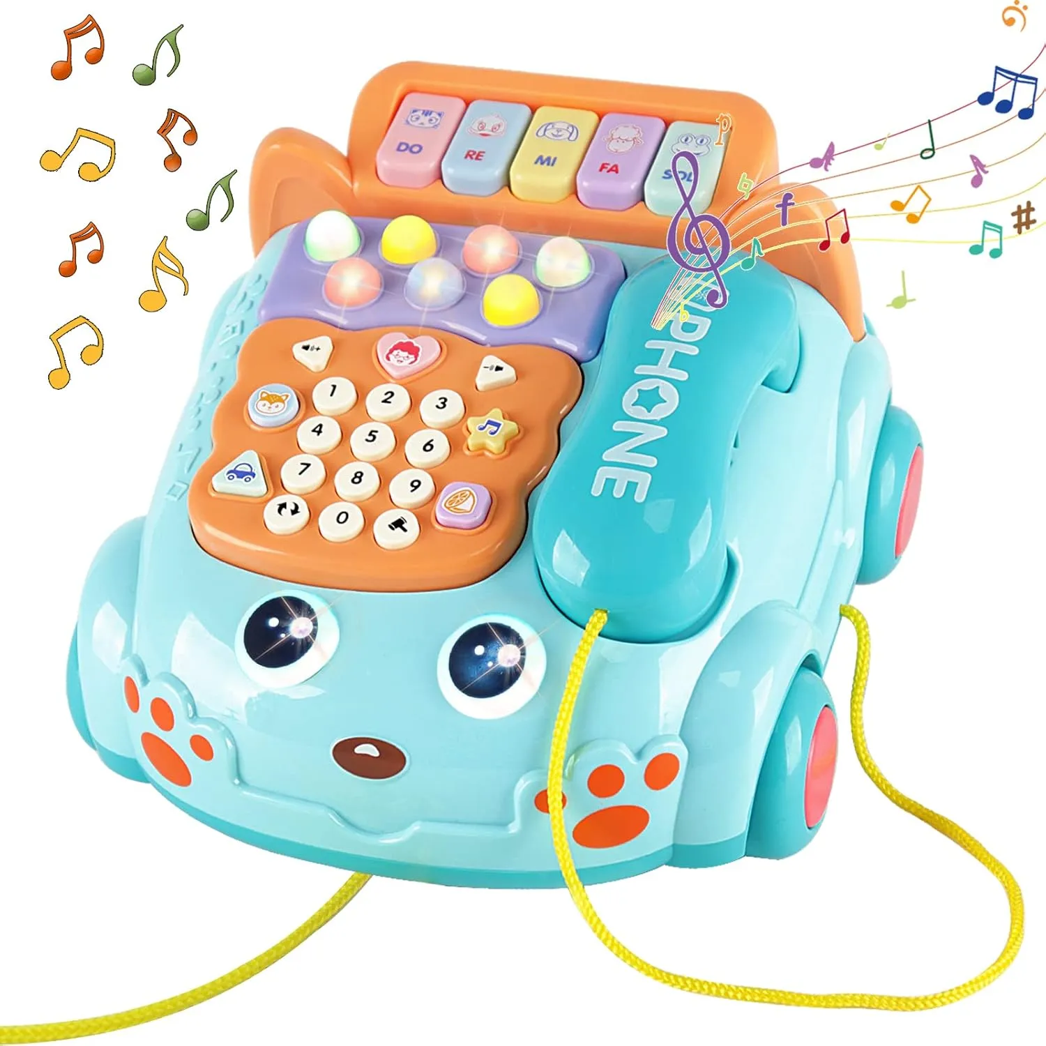 Baby Phone Toy,Baby Toy Phone Cartoon Baby Piano Music Light Toy Children Pretend PhoneToy Gift Game Boy Girl Early Education Gift Blue (18 M )