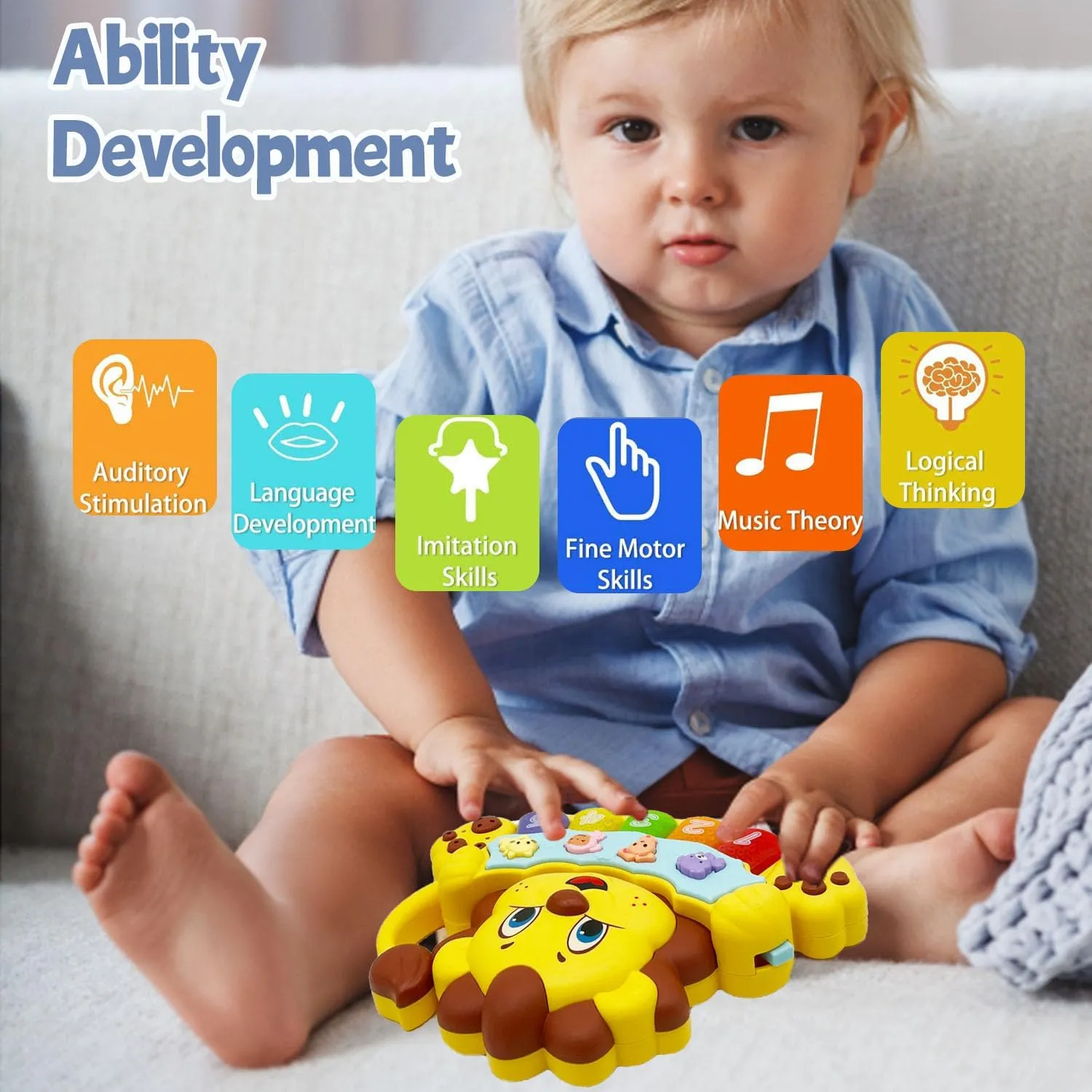 Baby Piano Toy, Light Up Music Baby Toys for12 18 Months Early Learning Educational Piano Toy 1 Year Old Boy Girl Gifts
