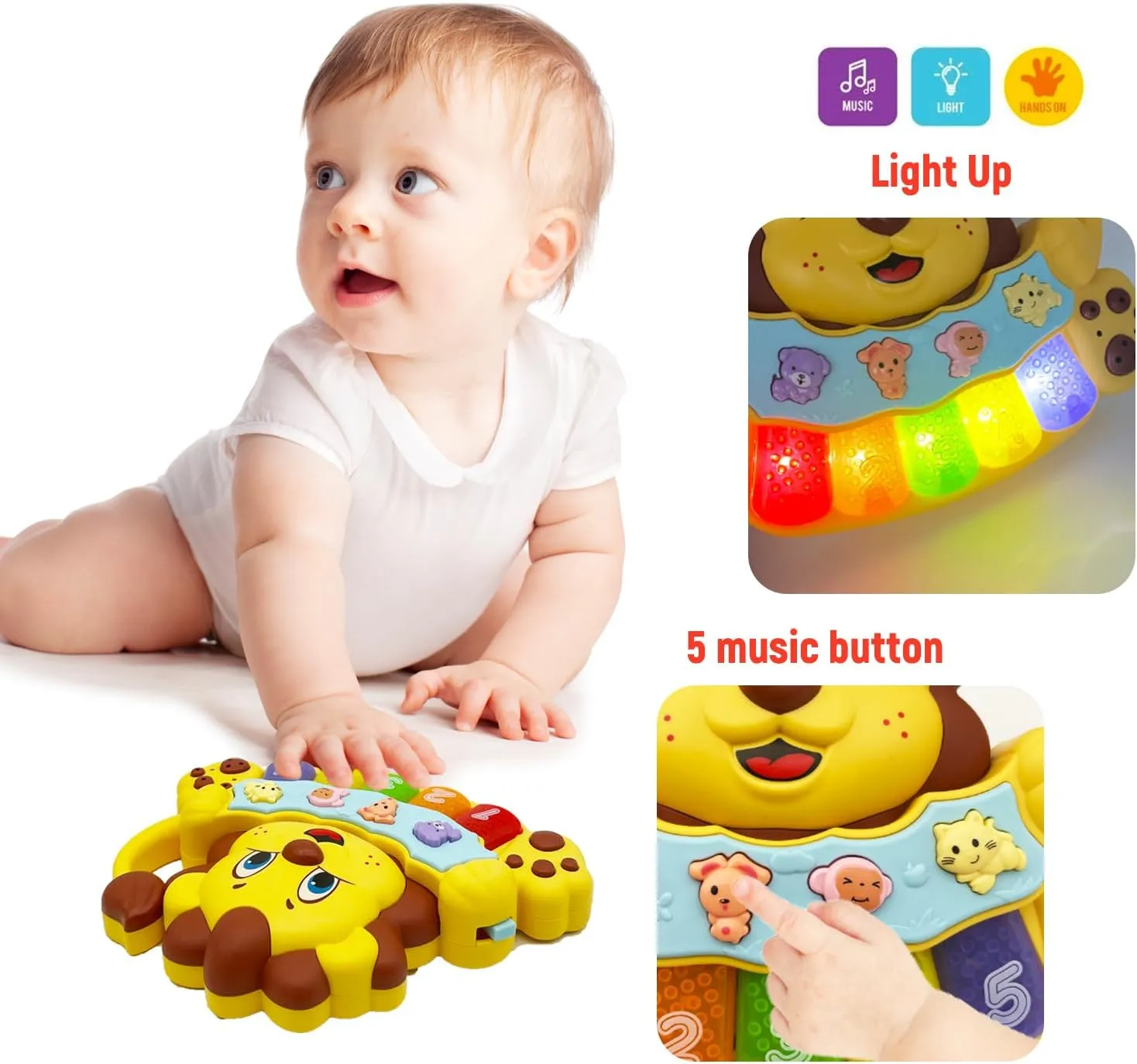 Baby Piano Toy, Light Up Music Baby Toys for12 18 Months Early Learning Educational Piano Toy 1 Year Old Boy Girl Gifts