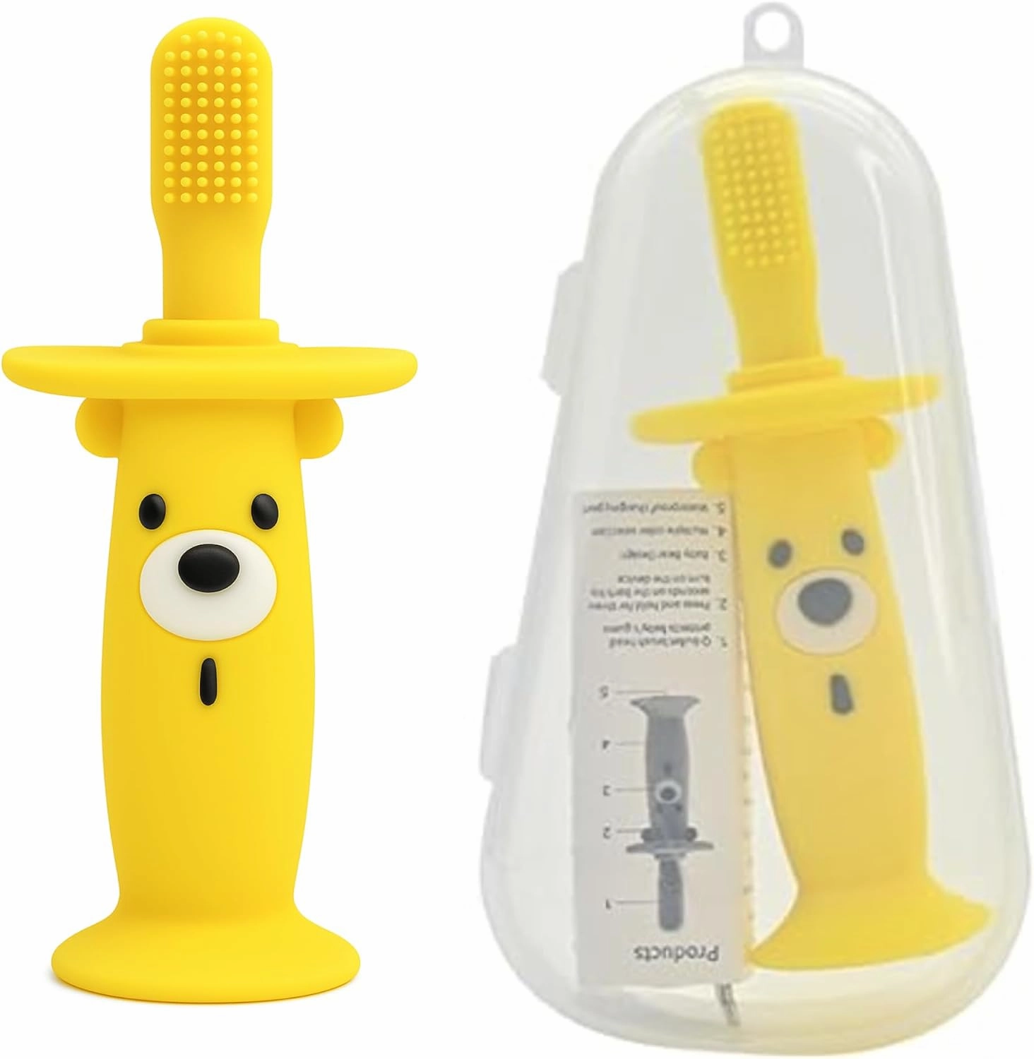 Baby Electric Teether & Toothbrush with Bone Conduction Music (Only Baby Can Hear) | BPA-Free Soft Silicone | Soothing Vibrations for Teething Relief | Ages 9–36 Months | Yellow | Compact & Reusable