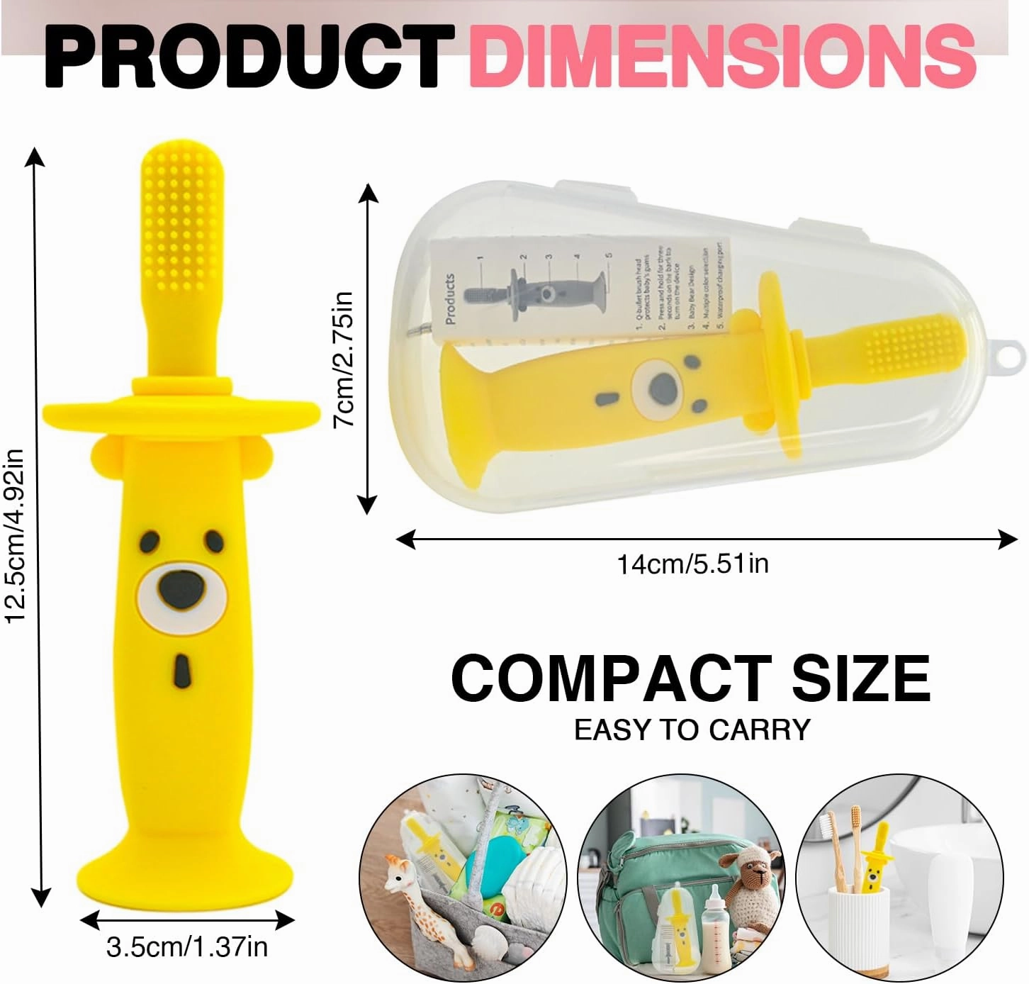 Baby Electric Teether & Toothbrush with Bone Conduction Music (Only Baby Can Hear) | BPA-Free Soft Silicone | Soothing Vibrations for Teething Relief | Ages 9–36 Months | Yellow | Compact & Reusable