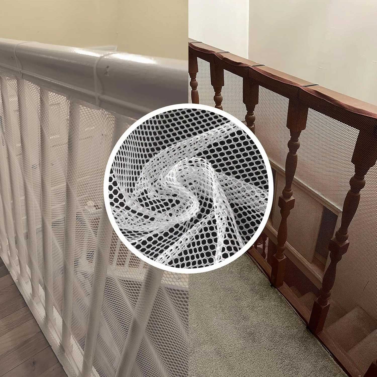 Baby Gate for Stairs, Banister Guard for Kids, Pets, Toys, Mesh Netting Safety Net for Balcony Rail Stair, Stairway Net Baby Safety Products for Indoor & Outdoor