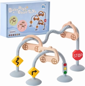 Baby High Chair Toys Suction Cup Toys for Babies 6-12 Months Montessori Sorting Toys (Dusty Blue)