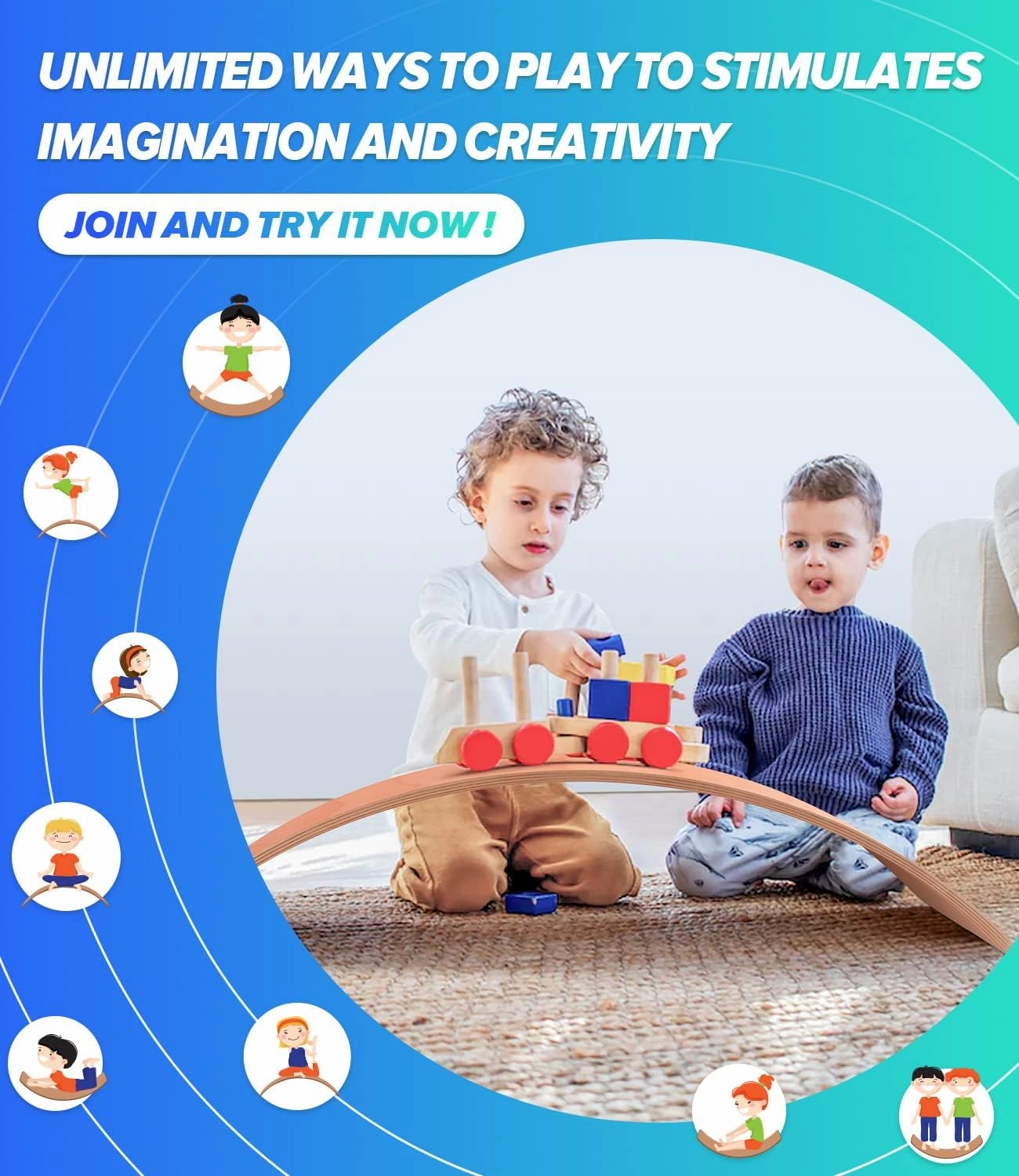 Balance Board Kids, [Natural Wood] Wobble Board for Kids Toddlers, Open Ended Montessori Waldorf Learning Toy, Gifts for 3 4 5 6 7 8 Year Old Boys Girls Kids Birthday & Christmas Stocking Stuffers