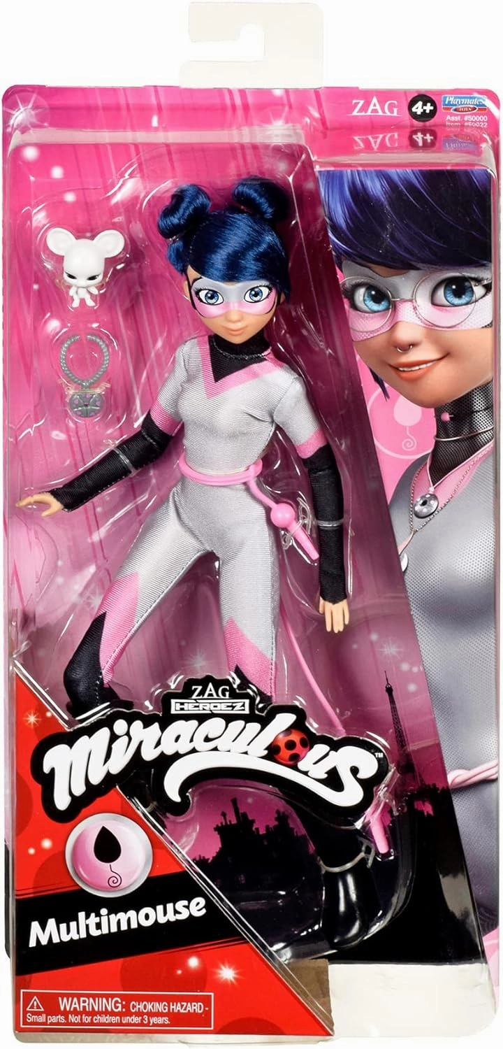 BANDAI Miraculous Ladybug and Cat Noir Toys Multimouse Fashion Doll | Articulated 26 cm Multimouse Doll with Accessories and Miraculous Kwami | Marinette Multimouse Figurine Miraculous Dolls