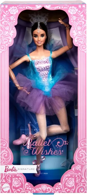 Barbie Brunette Ballet Wishes Doll with Blue and Purple Tutu and Accessories, Signature Collectible Toy for Adults and 6  Years (JCW44)