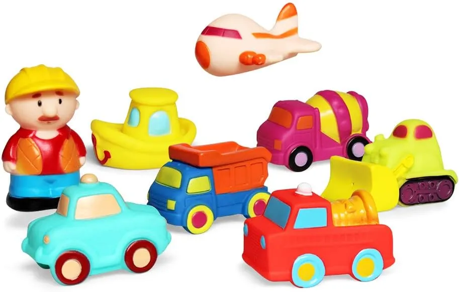 Bath Toys Floating Bath Vehicle Toys(8PCS),Baby Soft Bath Time Toys,Bathtub Learning Bath Car Toys and Bathtub Truck Toys for Toddlers