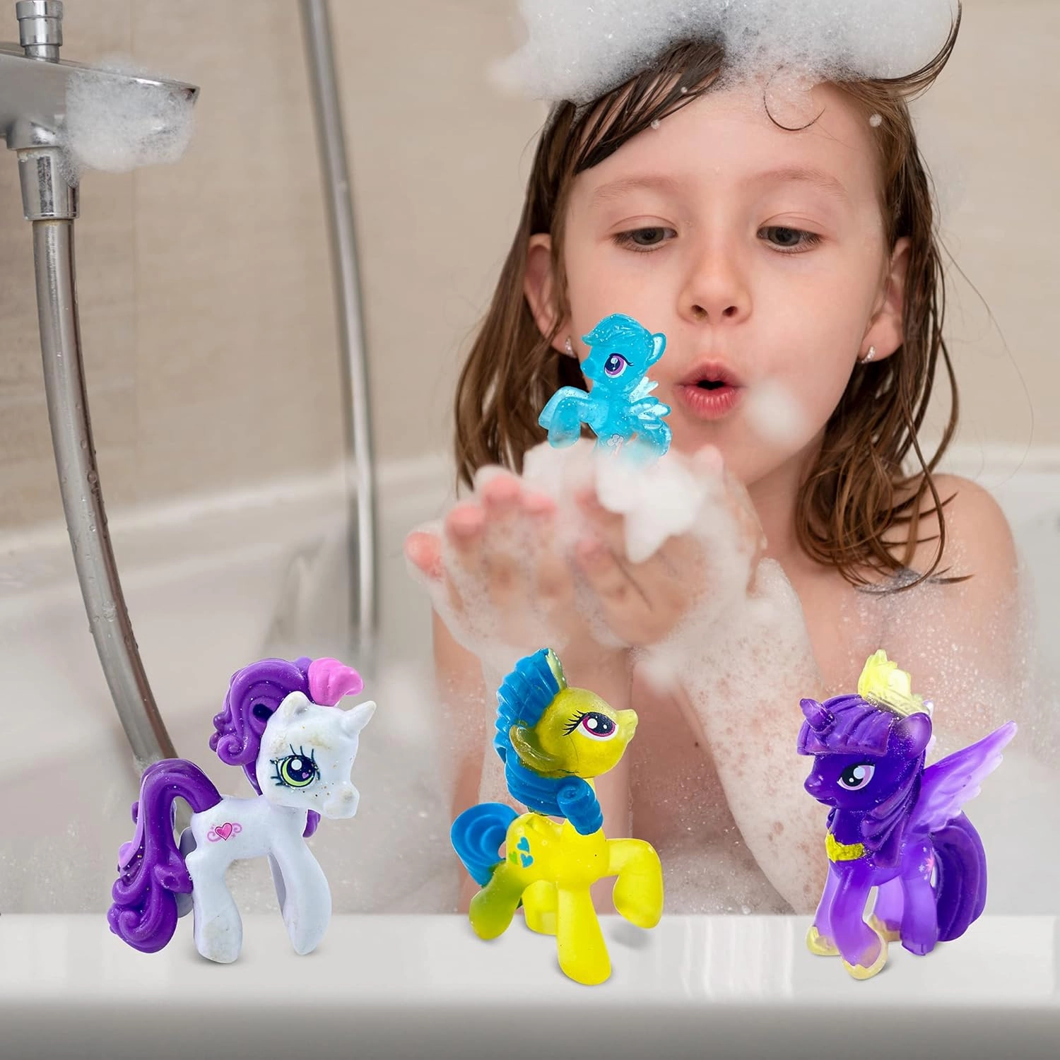 Bath Bombs for Girls Surprise - 3 Natural Handmade Bath Bombs for Kids with Pony Toys Inside - Cool Surprises for Girls, Boys, Teens - Handmade in USA