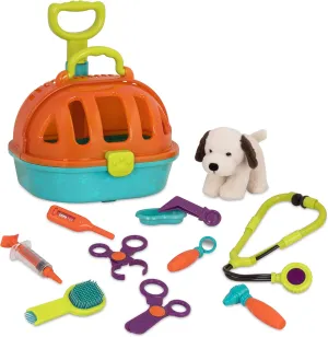 Battat – Rolling Pet Carrier – Plush Dog Toy – Animal Hospital Playset – Pretend Vet Kit For Toddlers – 2 Years   – Pup & Go Vet Carrier
