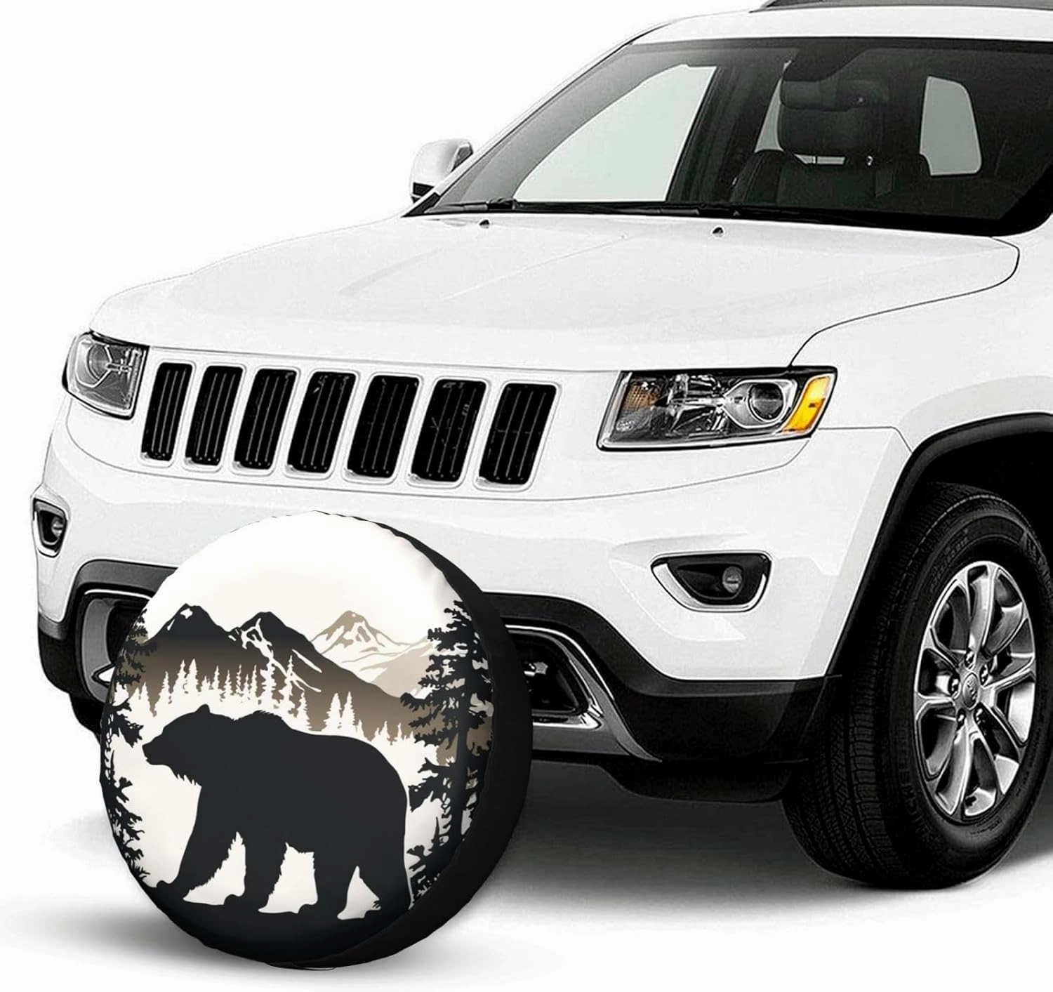 Bear and Mountain Spare Tire Cover Wheel Protectors for Decoration and Weather Protection for Trailers Rv SUV Truck Campervan Travel Trailer 14"