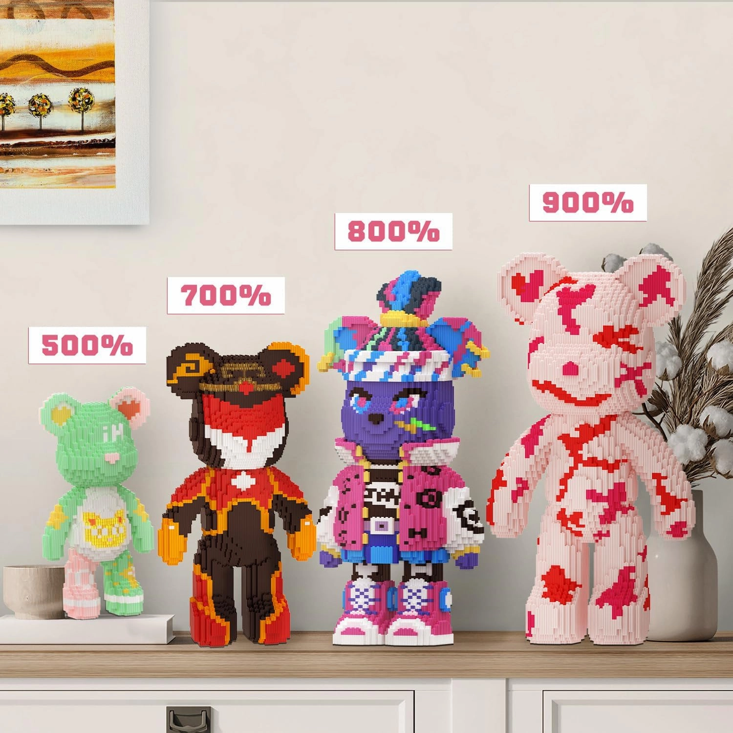 Bear Building Blocks (4500PCS) | 700% Bear Display Model | Micro 3D Animal Building Blocks | Fluorescence Design for Adults & Kids | Idea for Home & Office Decor |3D Instruction