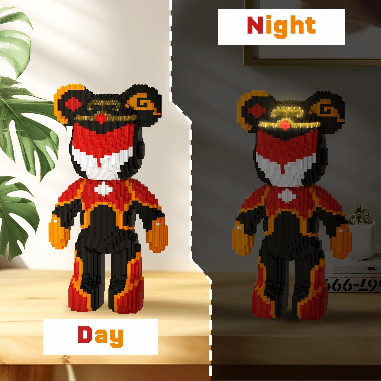Bear Building Blocks (4500PCS) | 700% Bear Display Model | Micro 3D Animal Building Blocks | Fluorescence Design for Adults & Kids | Idea for Home & Office Decor |3D Instruction