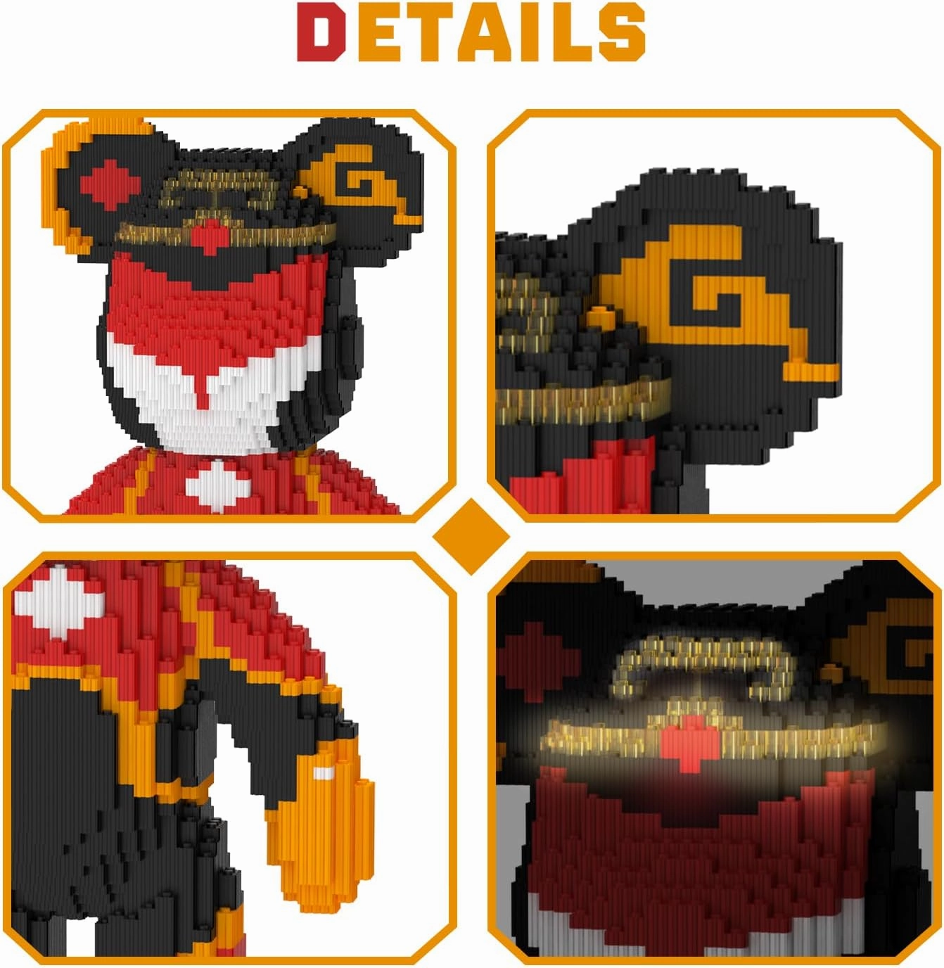Bear Building Blocks (4500PCS) | 700% Bear Display Model | Micro 3D Animal Building Blocks | Fluorescence Design for Adults & Kids | Idea for Home & Office Decor |3D Instruction