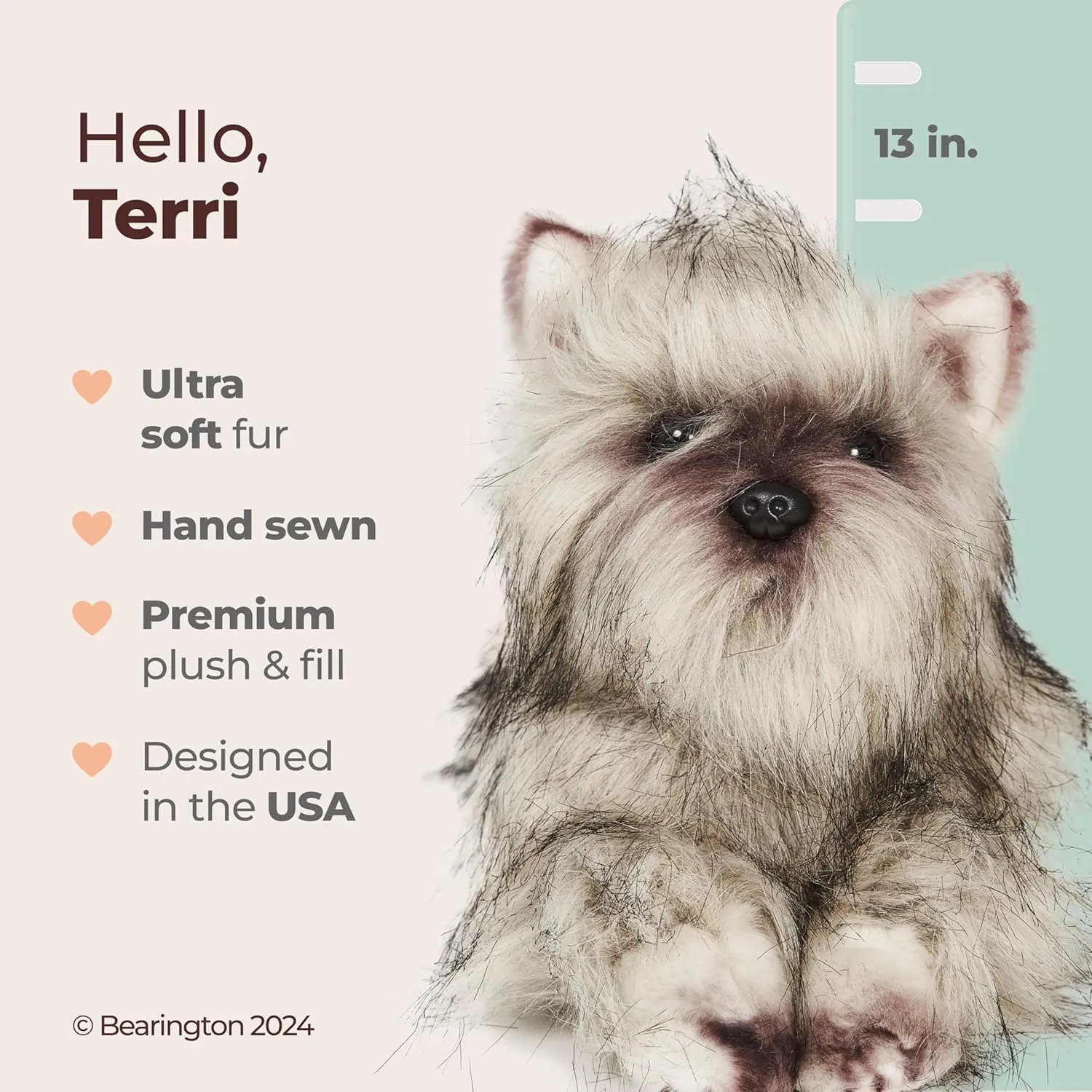 Bearington Terri The Cairn Terrier Stuffed Animal, 13 Inch Realistic Stuffed Animal