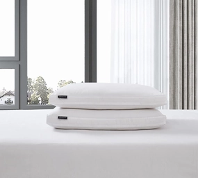 Beautyrest White Feather Down Fiber 2" Gusset Support, Hotel Collection 100% Cotton Hypoallergenic Medium Firm Bed Side Sleeper Pillow, King (Pack of 2), 2 Count