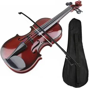 Beginner Violin Toy with Adjustable Strings, Realistic Sound for Music Learning, 38cm Lightweight Design (Brown Send a Piano case)