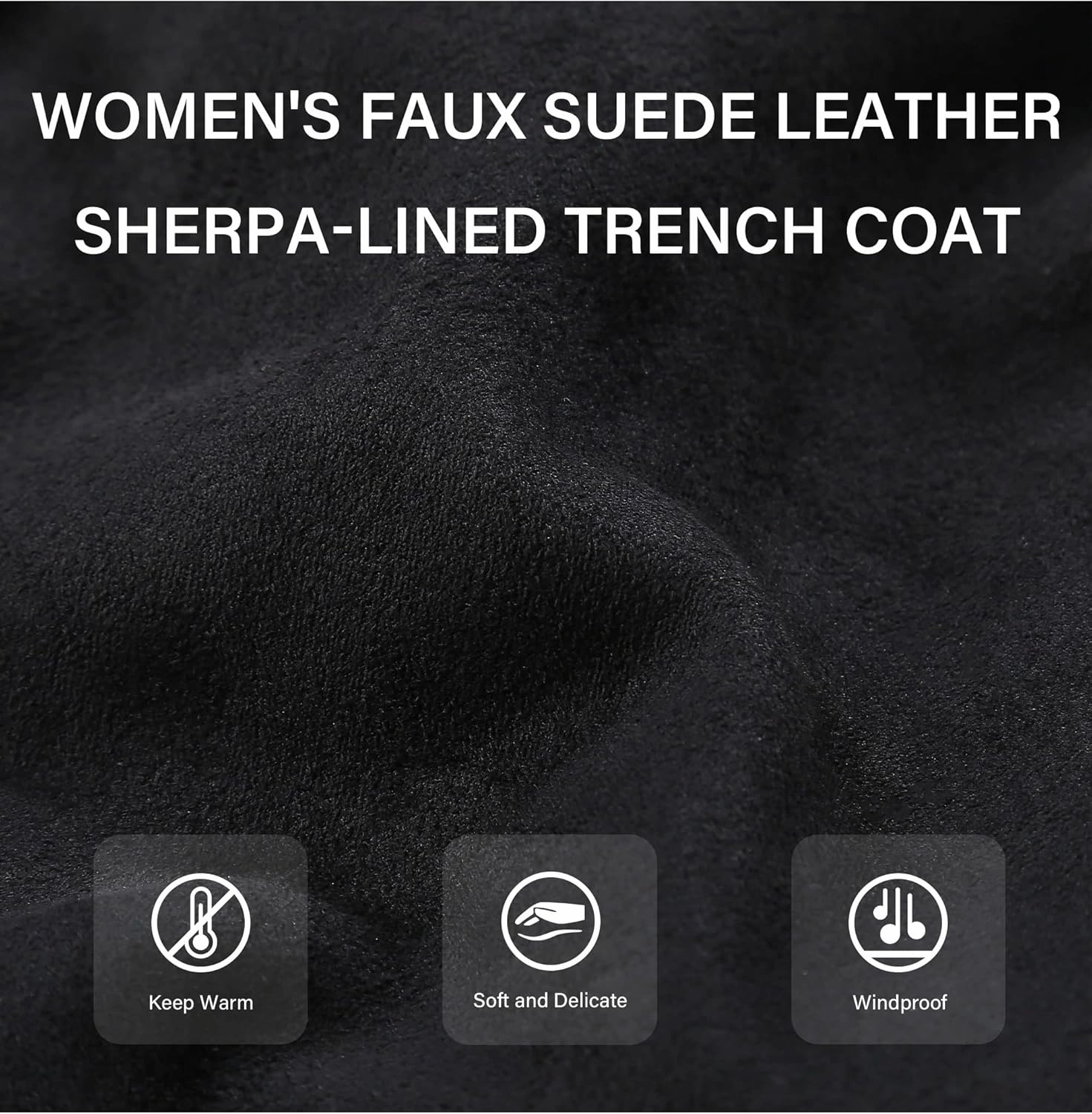 Bellivera Women Faux Leather Trench Coat Fleece-Lined Mid-length Jacket with Detachable Fur Collar
