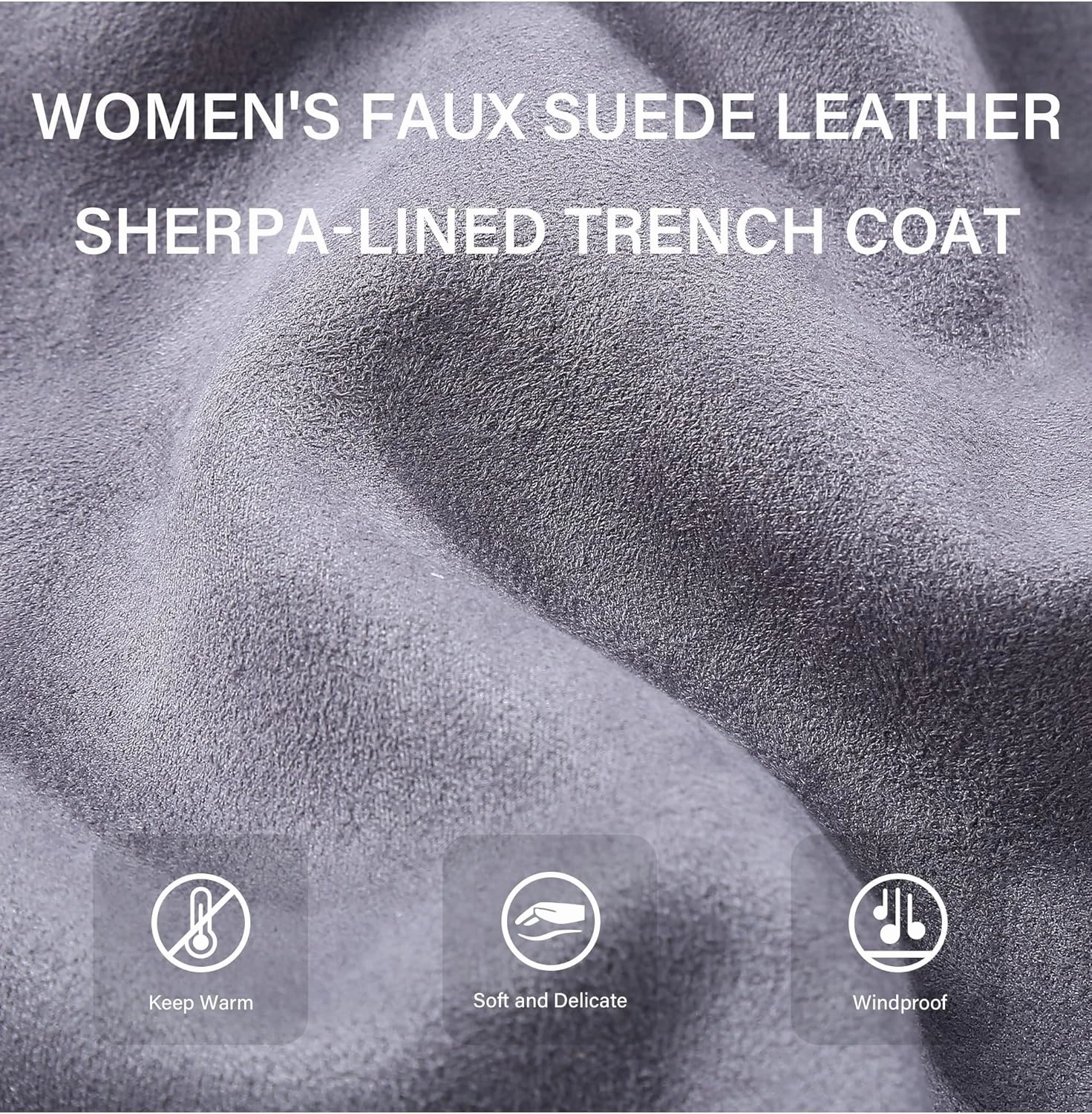 Bellivera Women Faux Leather Trench Coat Fleece-Lined Mid-length Jacket with Detachable Fur Collar
