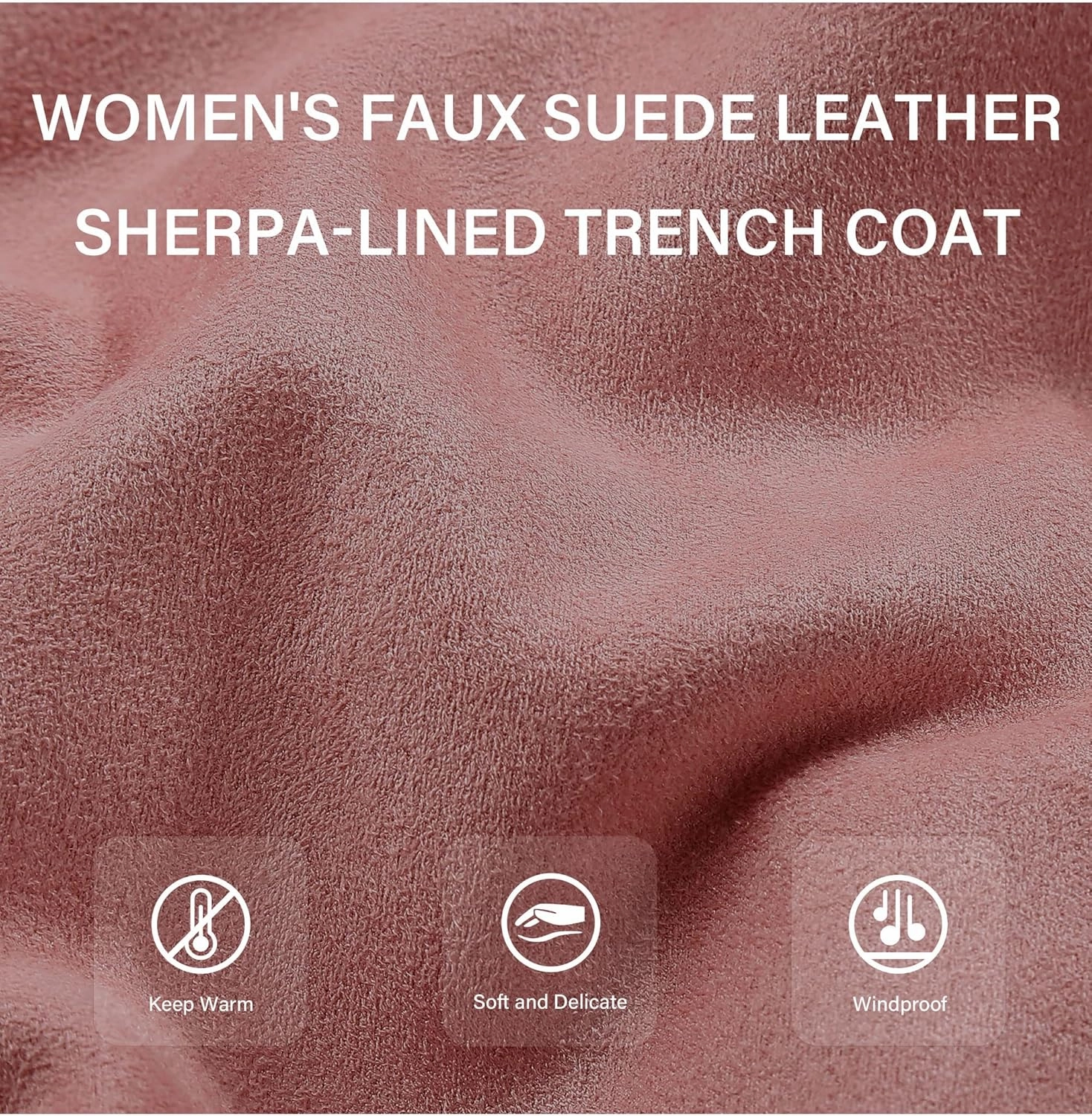 Bellivera Women Faux Leather Trench Coat Fleece-Lined Mid-length Jacket with Detachable Fur Collar