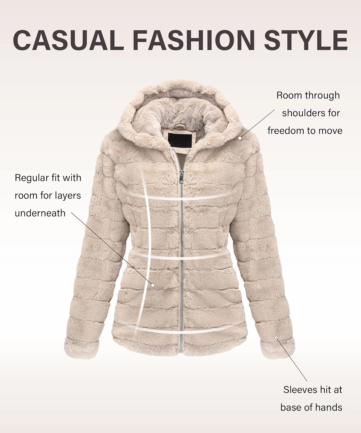 Bellivera Women's Faux Fur Coat Shearling Fluffy Fuzzy Shaggy Hood Sherpa-Lined Fleece Jacket